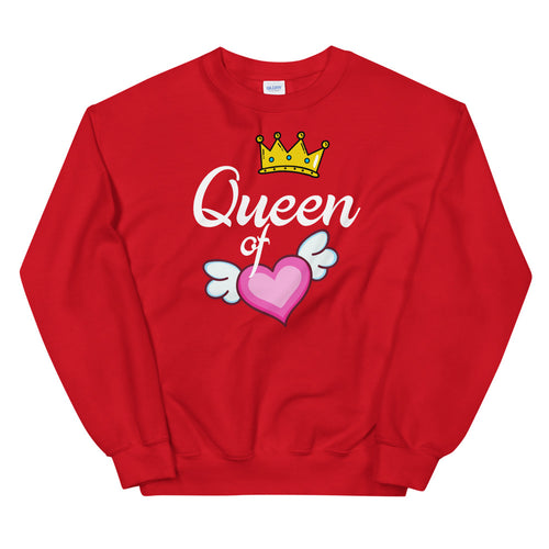 Queen of Heart Sweatshirt in Red Color for Women