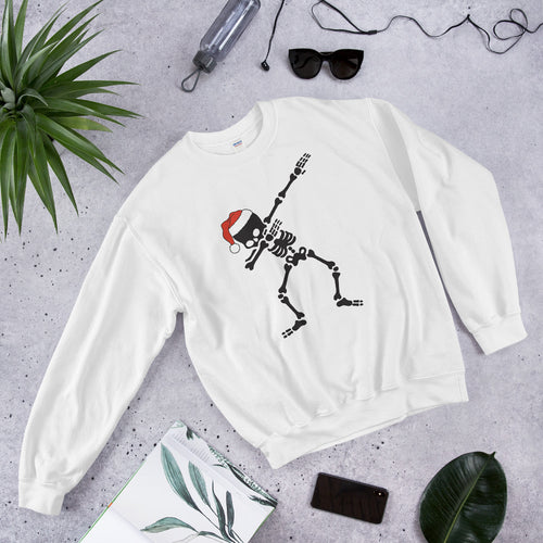 Dabbing Skeleton Santa Hat Sweatshirt for Women