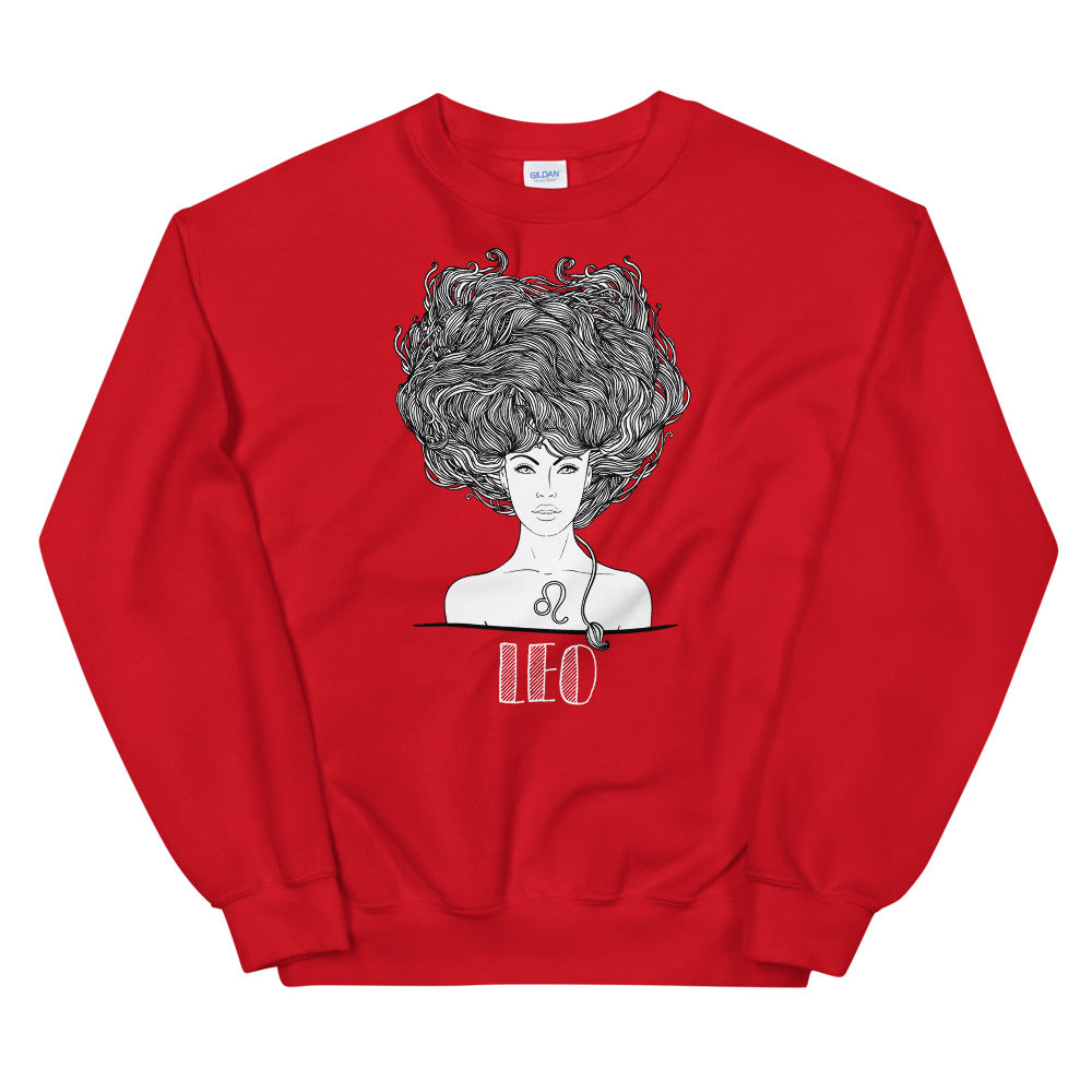 Leo Sweatshirt | Red Crewneck Leo Zodiac Pullover Sweatshirt