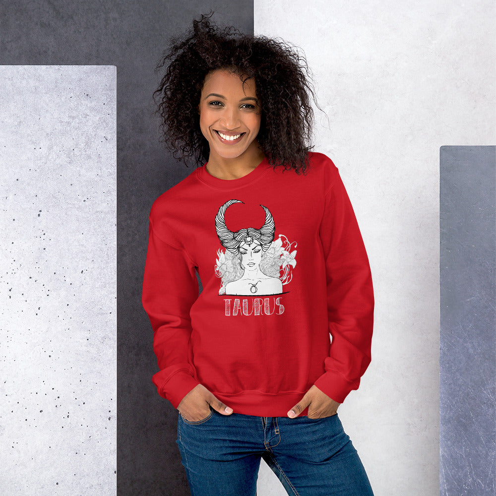 Taurus Sweatshirt | Red Crewneck Taurus Zodiac Sweatshirt