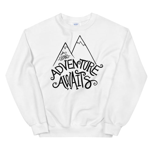 A Grand Adventure Awaits Sweatshirt | White Crewneck Sweatshirt for Women
