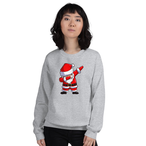 Grey Dabbing Santa Sweatshirt Pullover Crewneck for Women