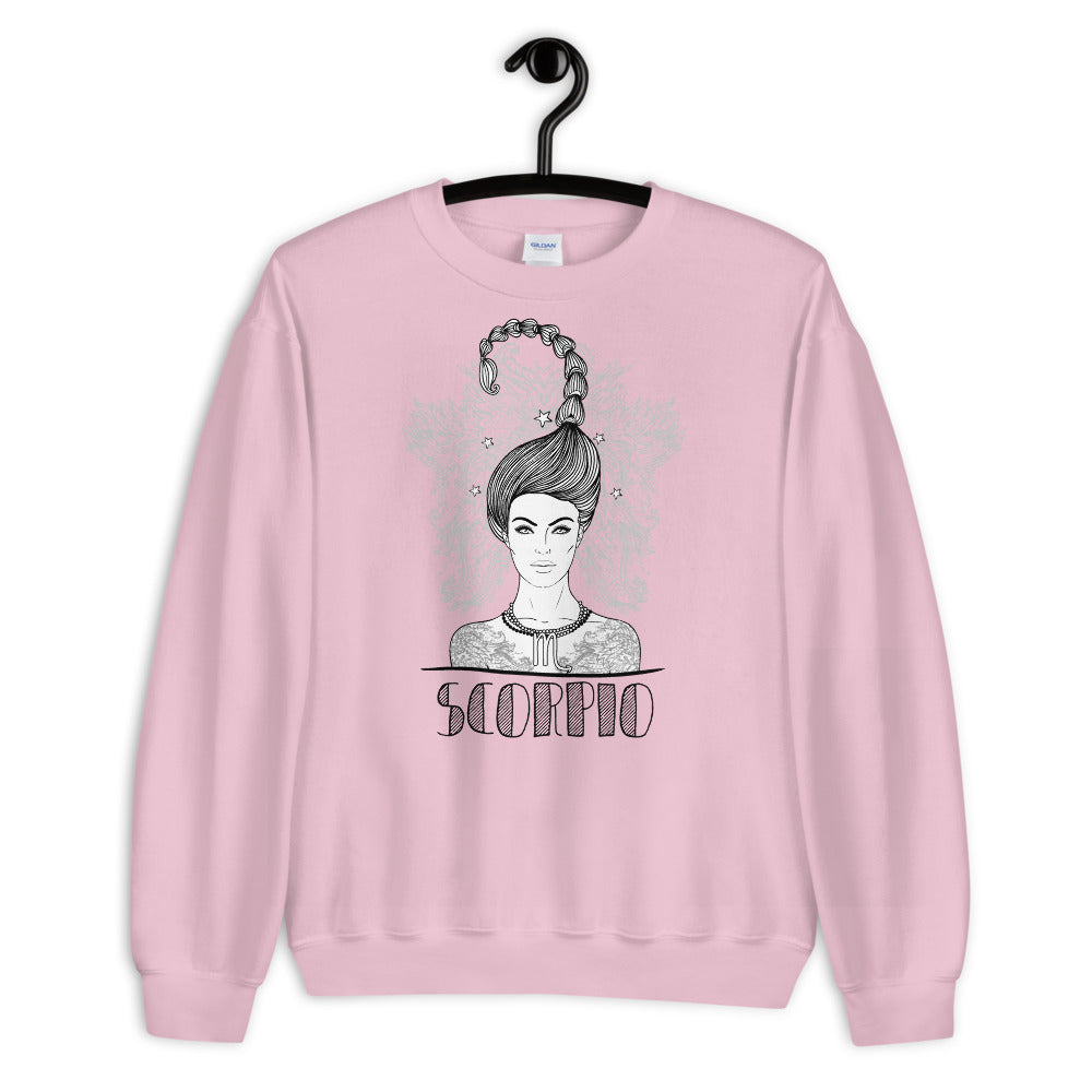 Pink Scorpio Horoscope Pullover Crewneck Sweatshirt for Women