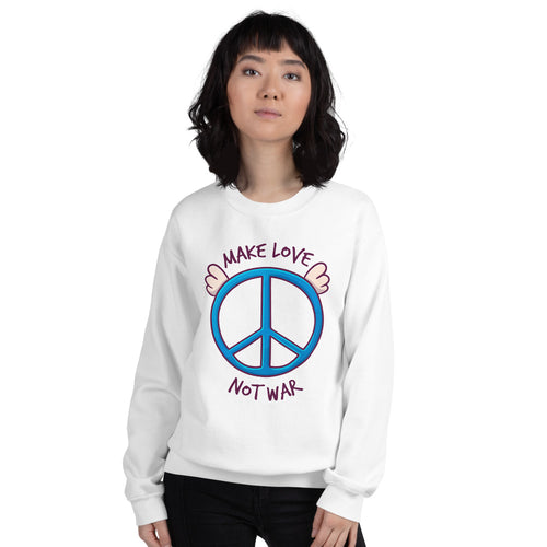 Make Love, Not War Sweatshirt | White Peace Day Slogan Sweatshirt