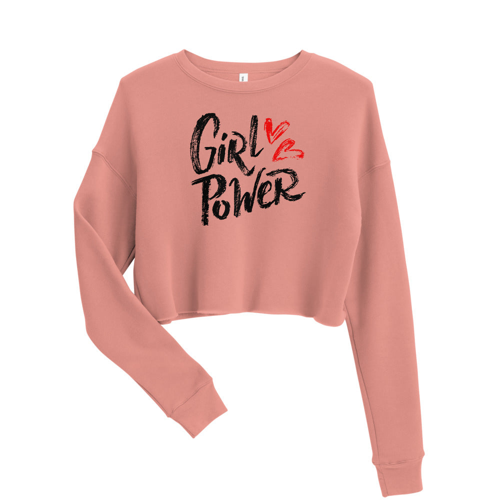 Girl Power Fleece Cropped Top Crew Neck Sweatshirt