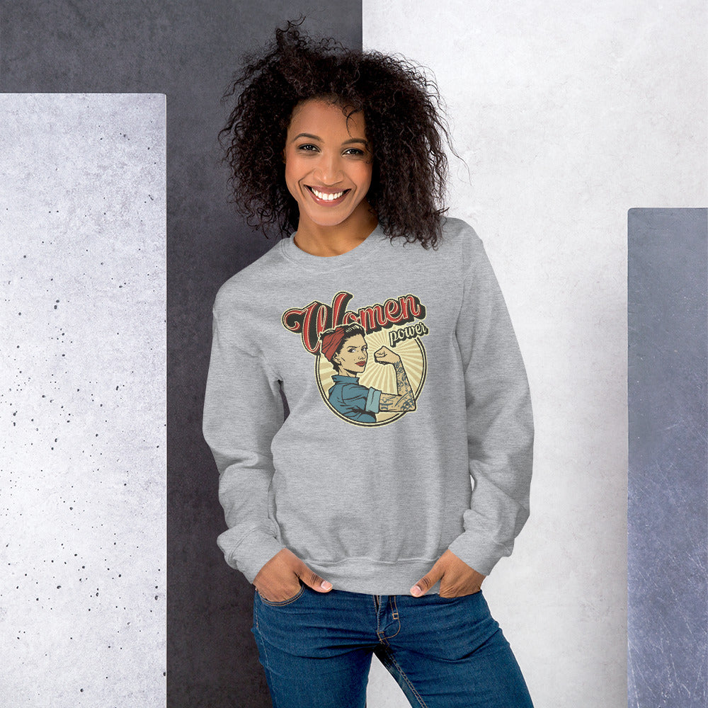 Women Power Sweatshirt | Grey Vintage Woman Power Crewneck
