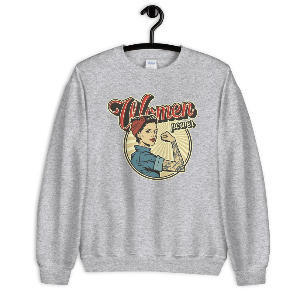 Women Power Sweatshirt | Grey Vintage Woman Power Crewneck