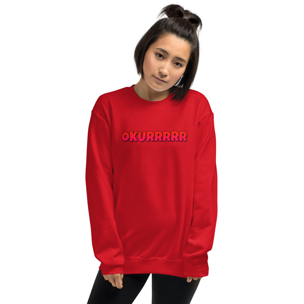 Red Okurrr Meme Pullover Crewneck Sweatshirt for Women