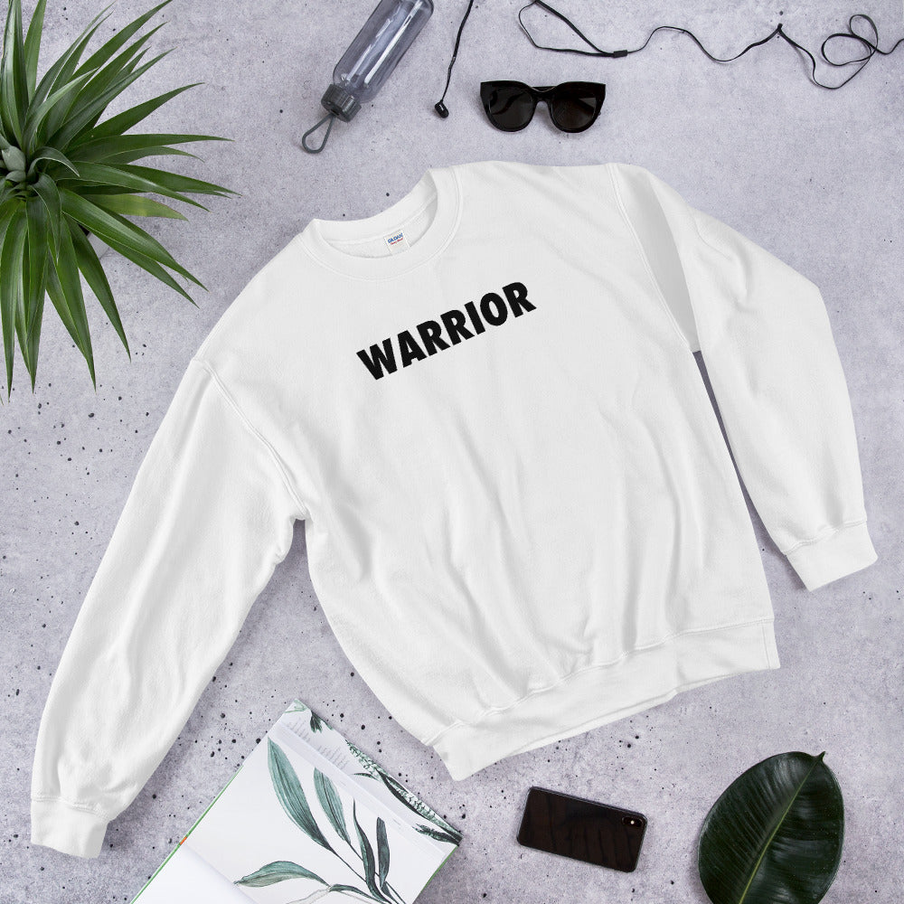 Warrior Sweatshirt | White One Word Warrior Pullover Crewneck