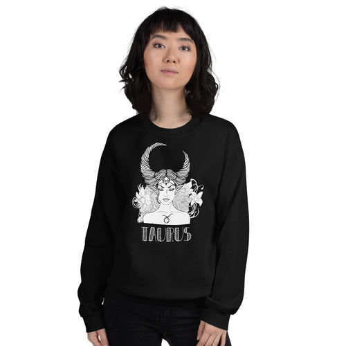 Taurus Sweatshirt | Black Crewneck Taurus Zodiac Sweatshirt