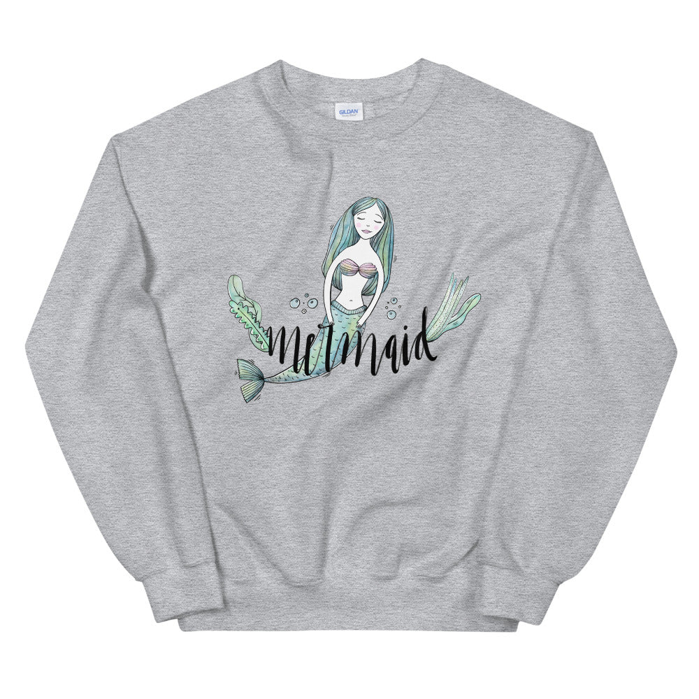 Mermaid Watercolor Crewneck Sweatshirt for Women