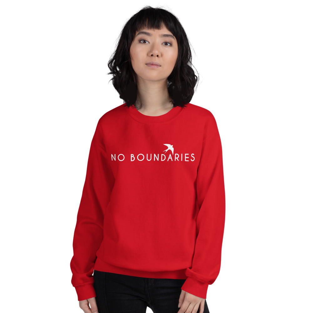 Red No Boundaries Motivational Pullover Crew Neck Sweatshirt
