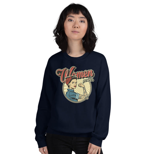 Navy Woman Power Vintage Pullover Crewneck Sweatshirt