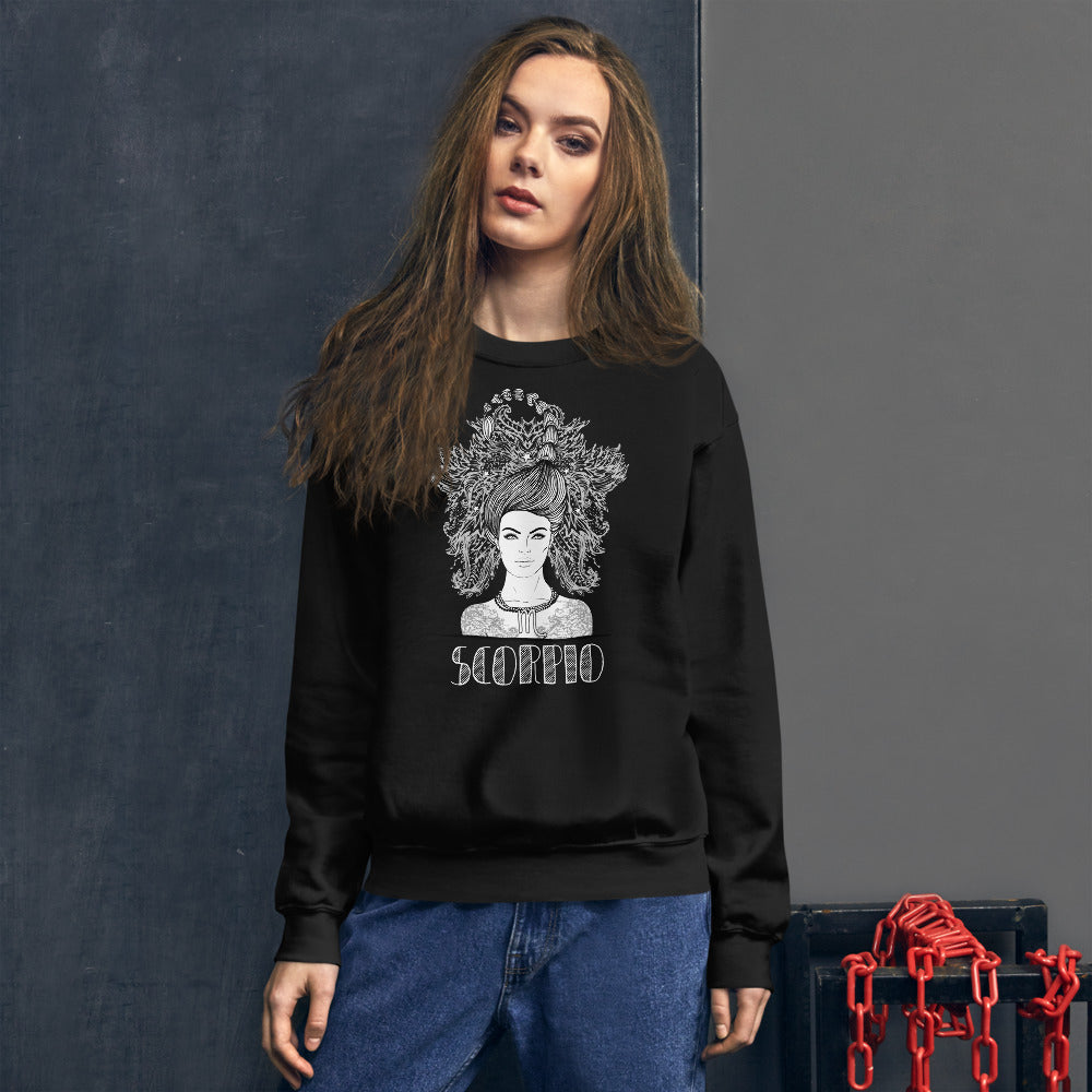 Black Scorpio Zodiac Pullover Crewneck Sweatshirt for Women