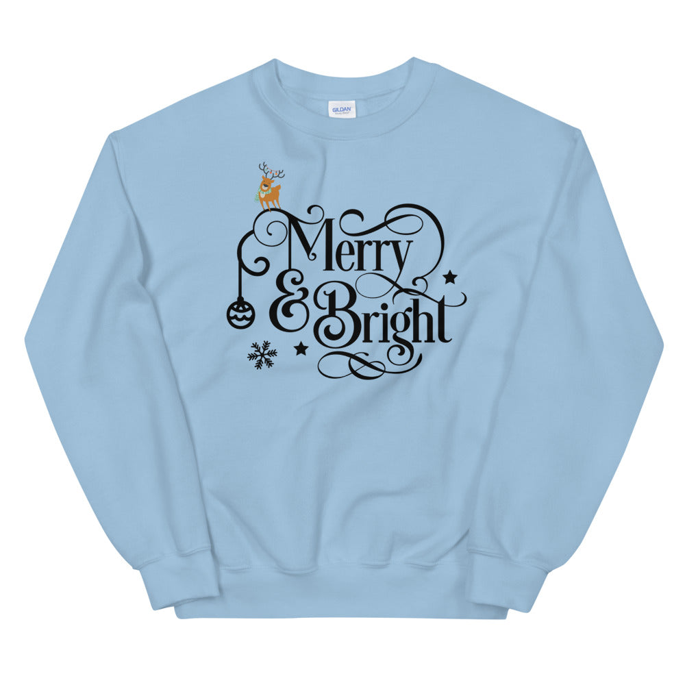 Merry and Bright Christmas Crewneck Sweatshirt for Women