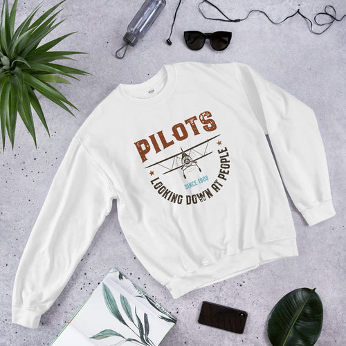Pilots Looking Down At People Funny Vintage Crewneck Sweatshirt