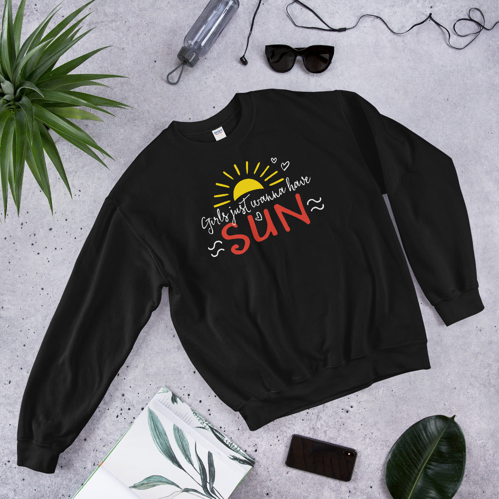 Girl Just Wanna Have Sun Sweatshirt for Women in Black Color