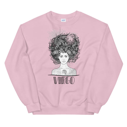 Pink Virgo Zodiac Pullover Crewneck Sweatshirt for Women