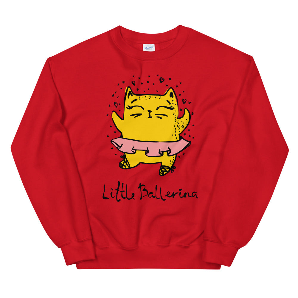 Little Ballerina Cat Cartoon Crewneck Sweatshirt for Women