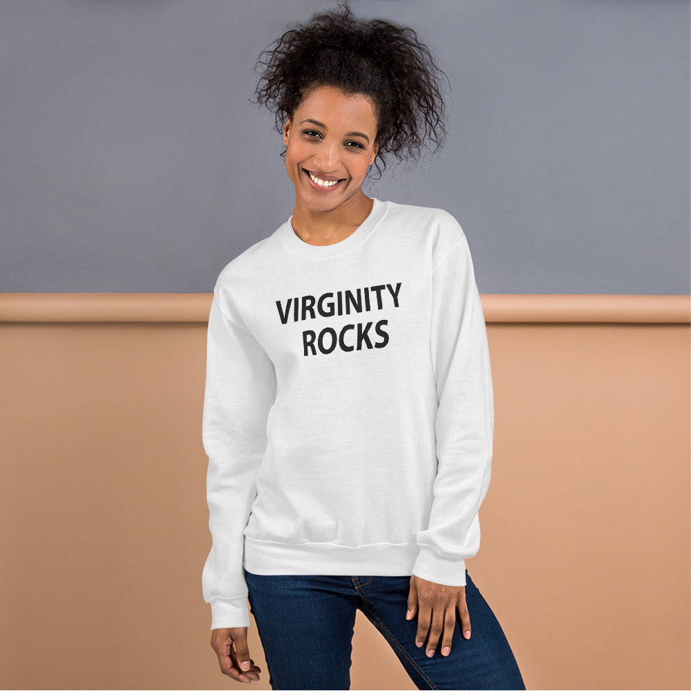 White Virginity Rocks Sweatshirt Pullover Crewneck for Women