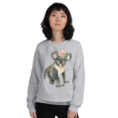 Cute Baby Koala Bear Sweatshirt in Grey Color for Women