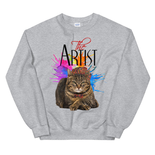 The Artist Cat Painter Crewneck Sweatshirt for Women
