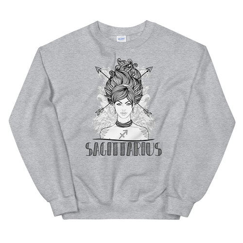 Sagittarius Sweatshirt | Grey Crewneck Sagittarius Zodiac Pullover
