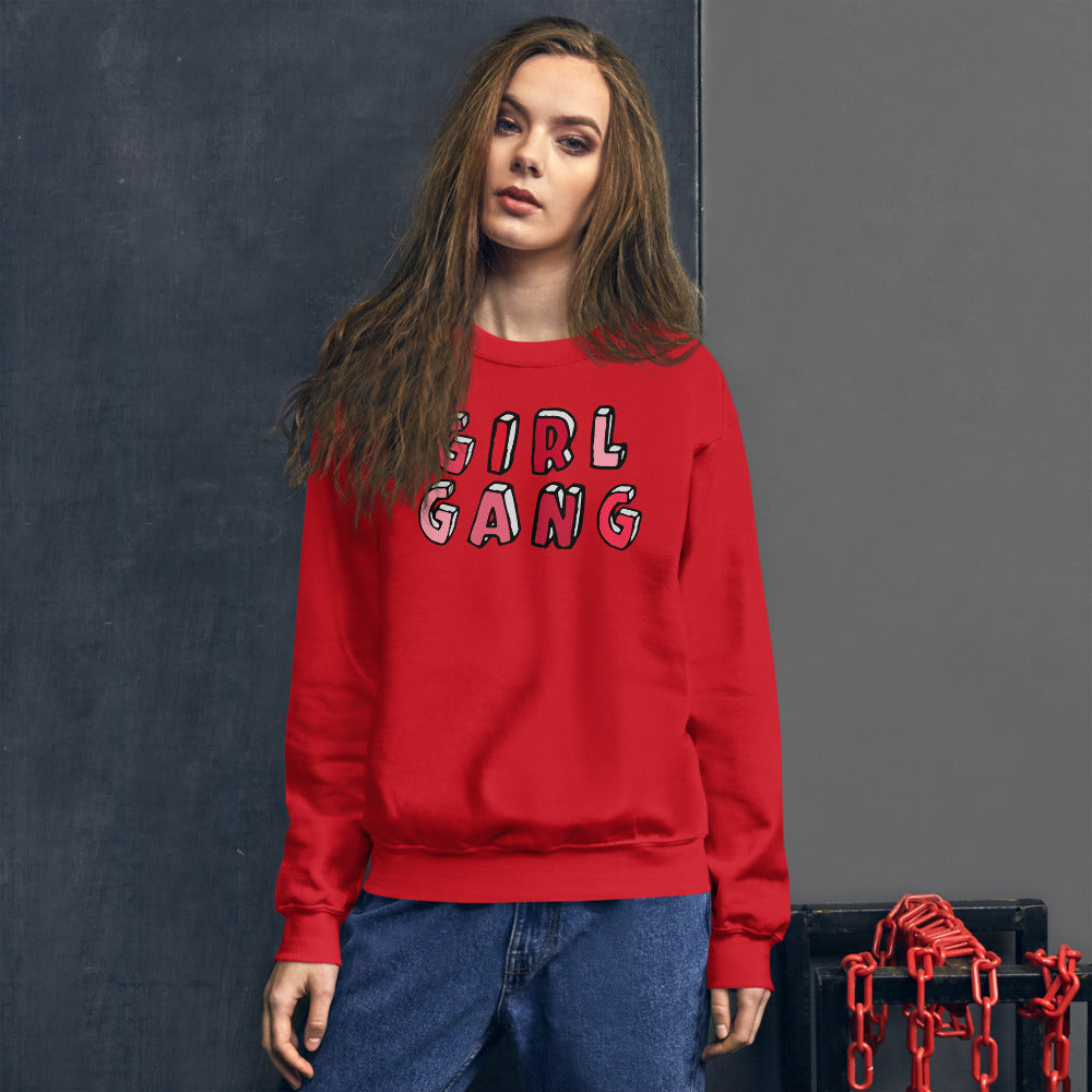 Red Girl Gang Pullover Crewneck Sweatshirt for Women