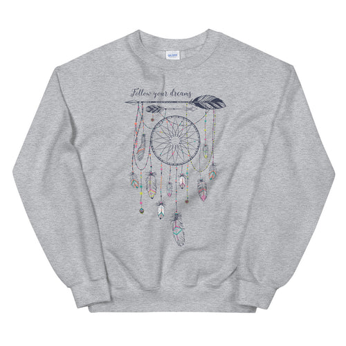 Follow Your Dreams Sweatshirt | Grey Boho Style Dream Catcher Sweatshirt