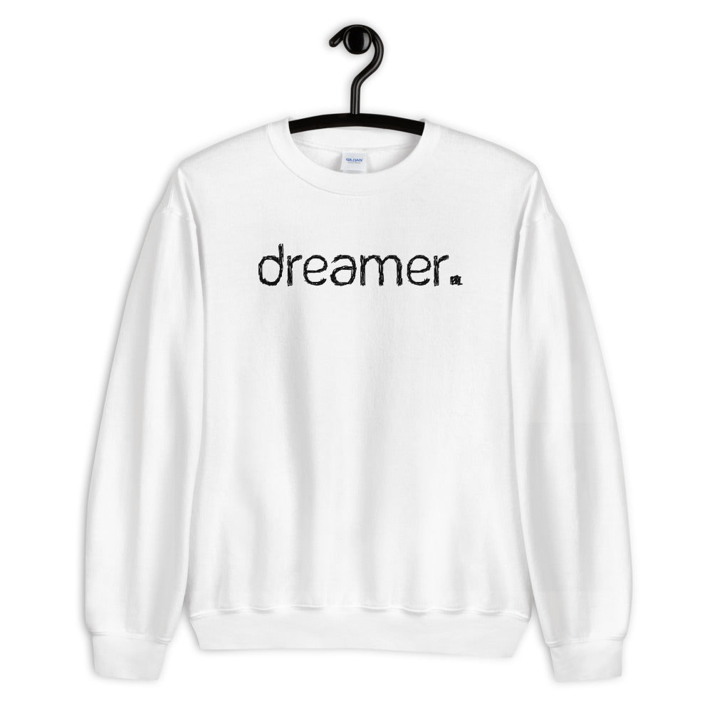 White One Word Dreamer Pullover Crewneck Sweatshirt