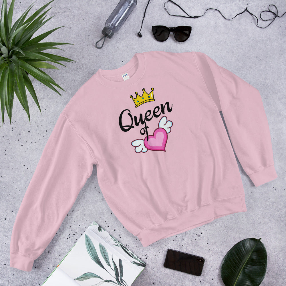 Queen of Heart Sweatshirt in Pink Color for Women