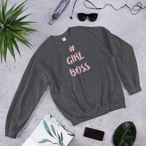Girl Boss Hashtag Motivational Sweatshirt for Women