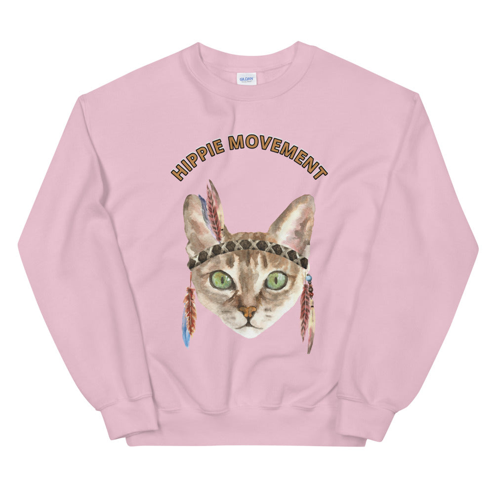 Hippie Cat Movement Meme Crewneck Sweatshirt