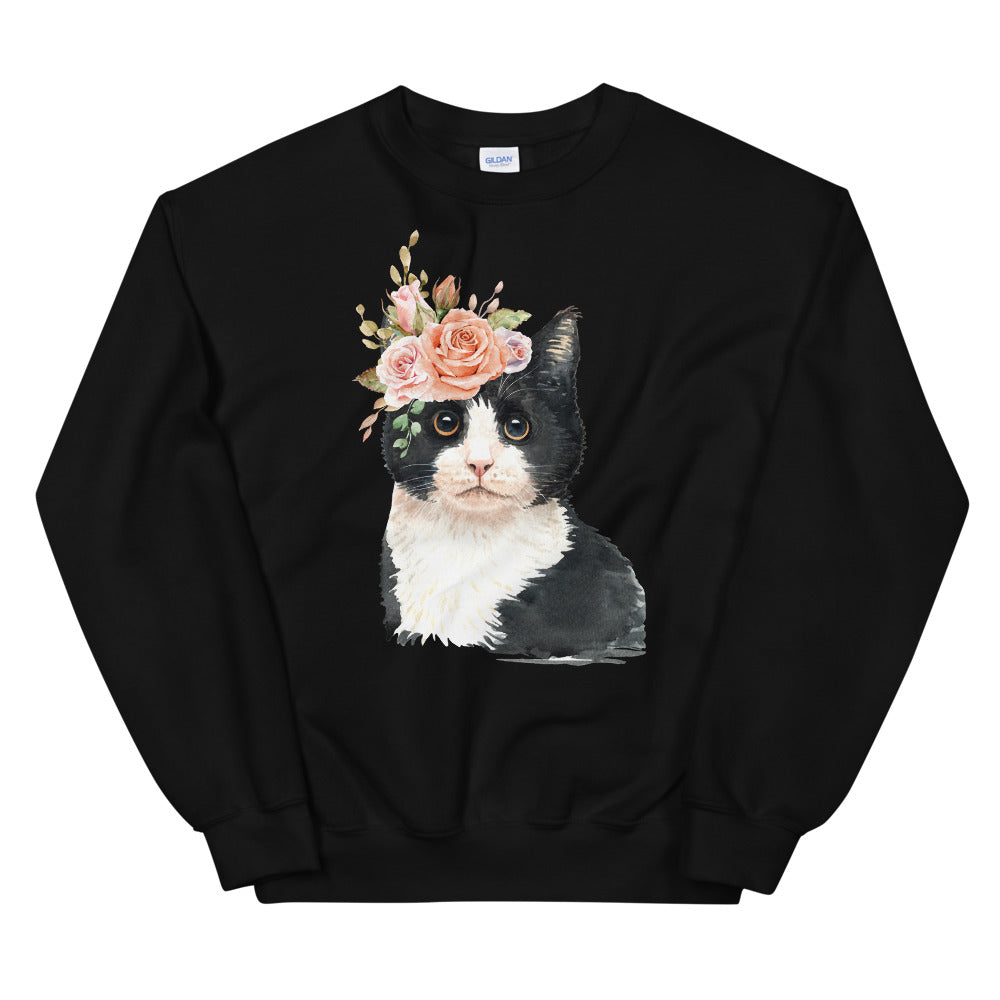 The Prophecy is True, Cat Flower Crown Pullover Crewneck Sweatshirt