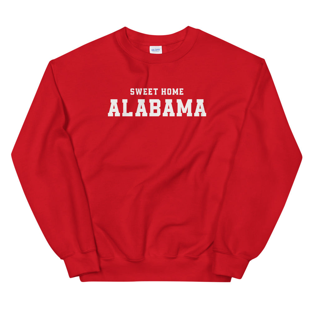 Red Sweet Home Alabama Pullover Crewneck Sweatshirt for Women