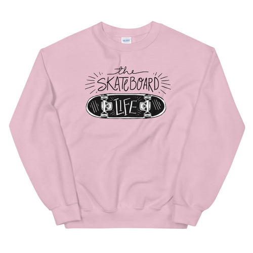 Pink Skateboard Life Pullover Crewneck Sweatshirt Women
