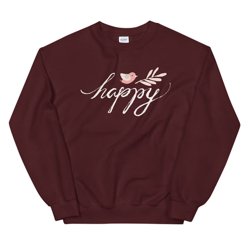 Happy Sweatshirt | One Word Happy Crewneck for Women
