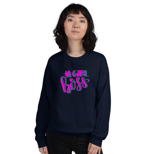 Girl Boss Sweatshirt | Navy Hashtag Girl Boss Sweatshirt for Women