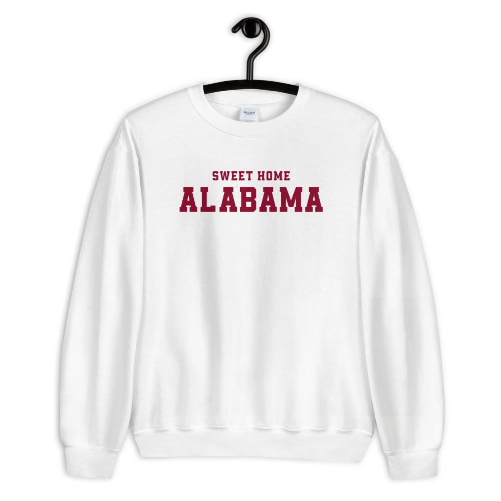 White Sweet Home Alabama Pullover Crewneck Sweatshirt for Women