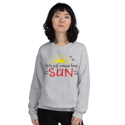 Girl Just Wanna Have Sun Sweatshirt for Women in Grey Color