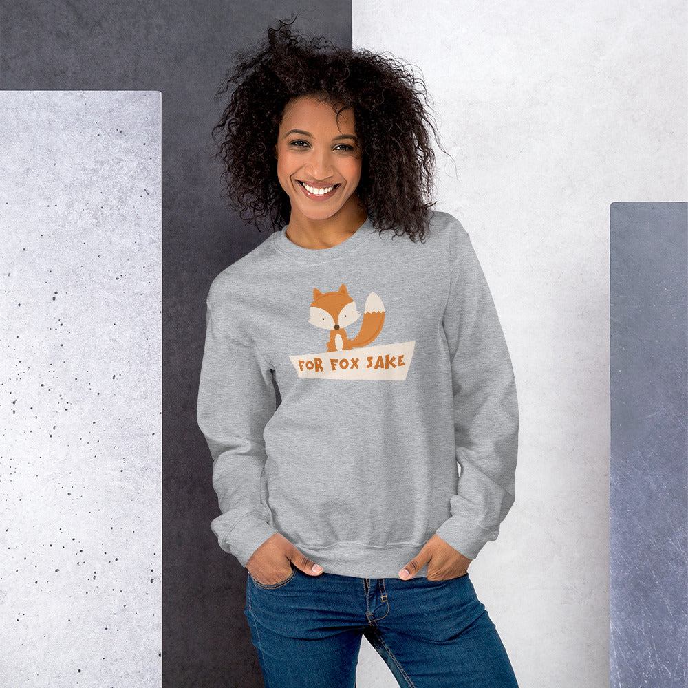 Grey For Fox Sake Pullover Crewneck Sweatshirt for Women