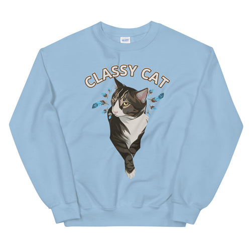 Classy Cat Crewneck Sweatshirt for Women