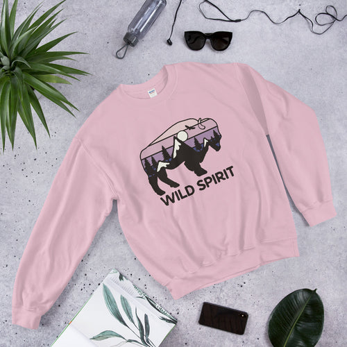 Wild Spirit Bison Quote Crewneck Sweatshirt for Women