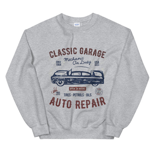 Vintage Classic Garage Mechanic on Duty Crewneck Sweatshirt