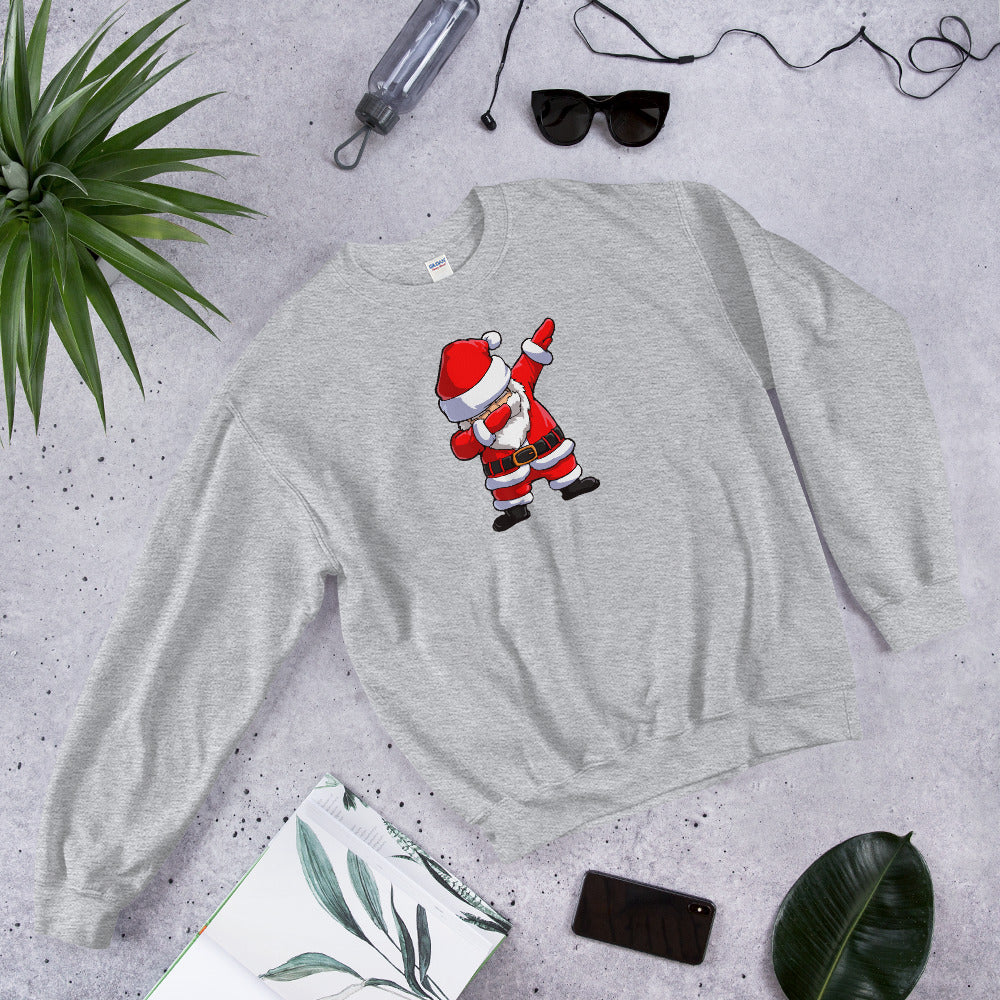 Grey Dabbing Santa Sweatshirt Pullover Crewneck for Women