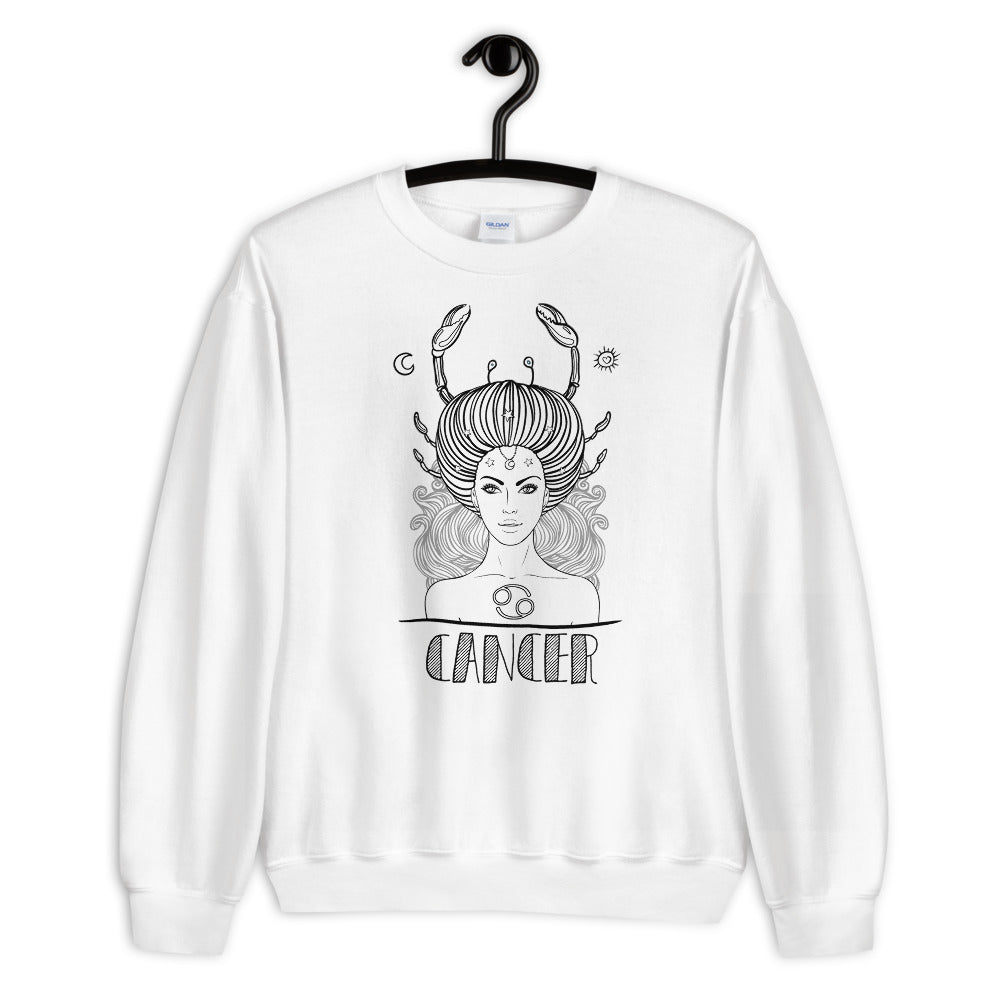 Cancer Sweatshirt | White Crewneck Cancer Zodiac Sweatshirt