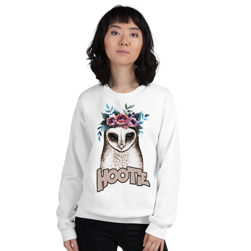White Owl Hootie Pullover Crewneck Sweatshirt for Women