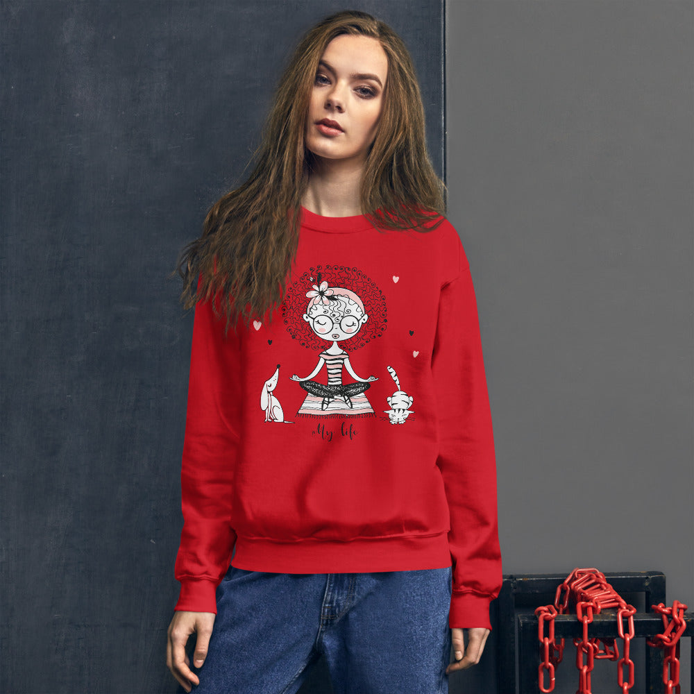 My Life Sweatshirt | Red Yoga Girl Meditation Sweatshirt