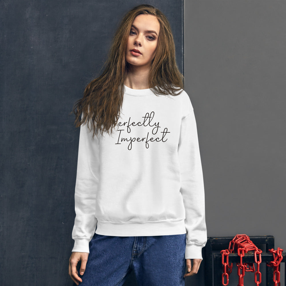 White Perfectly Imperfect Pullover Crew Neck Sweatshirt for Women