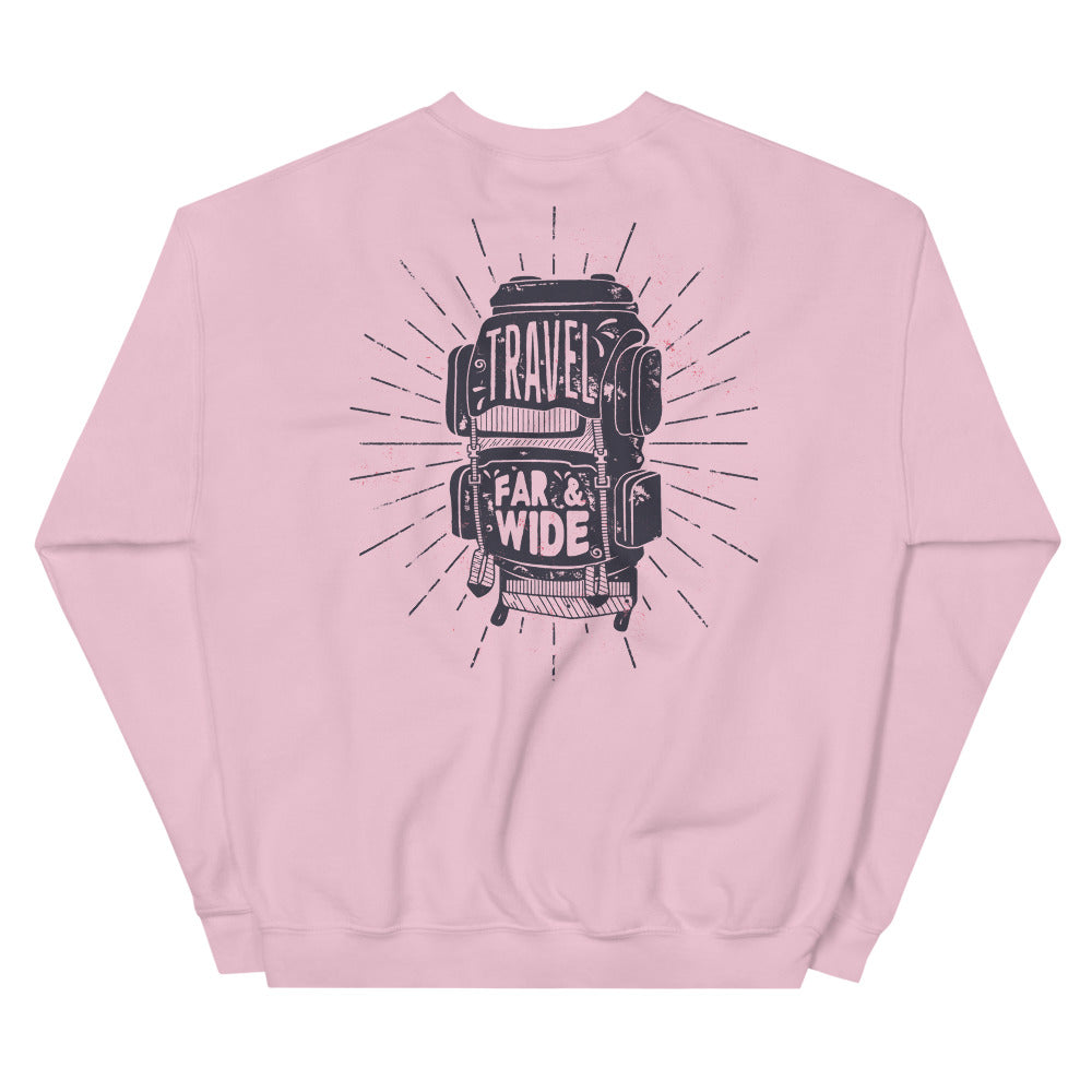 Travel Far and Wide Back Print Crewneck Sweatshirt